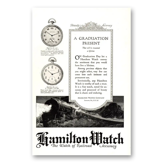 1923 Hamilton Watch Graduation Present Vintage Magazine Print Ad