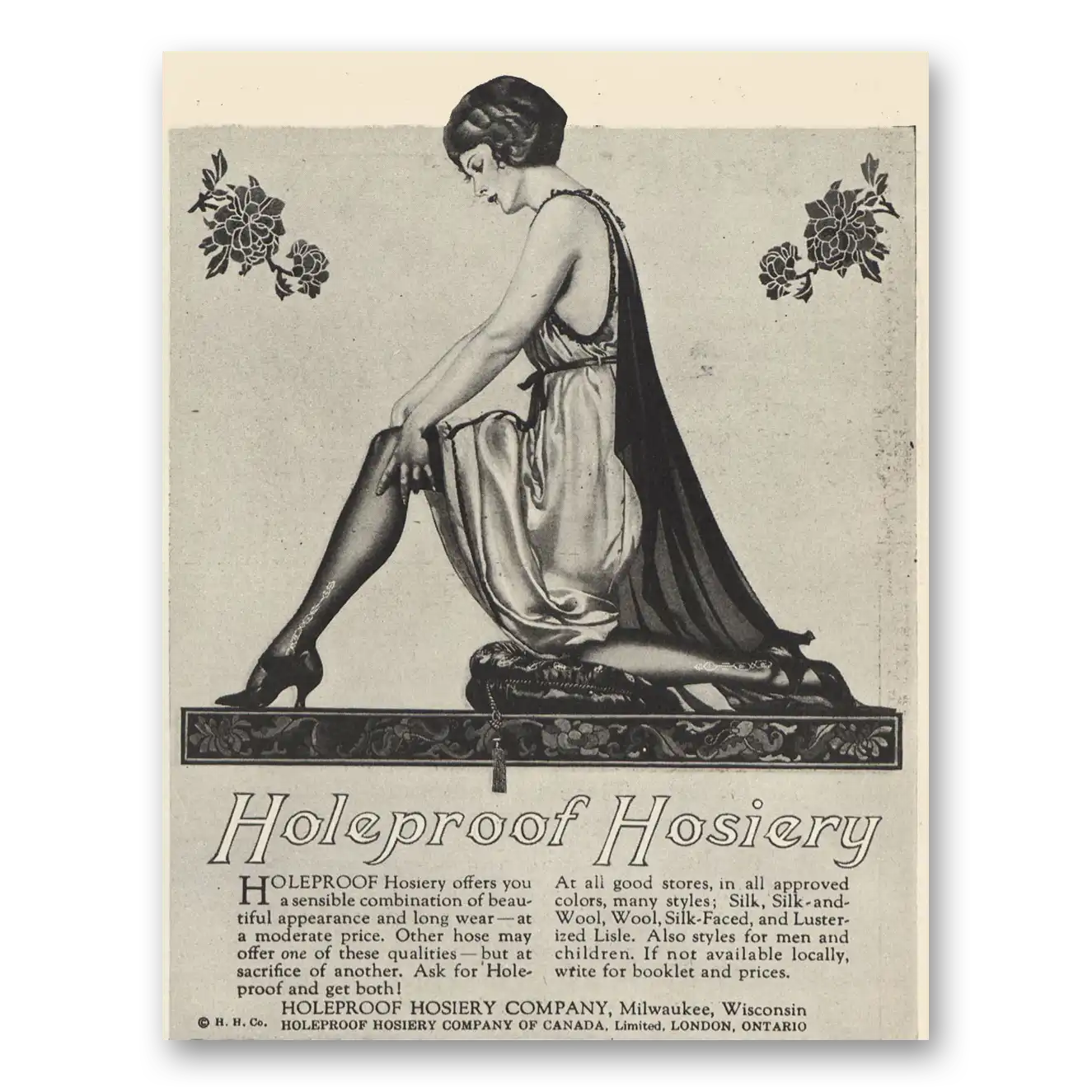 1923 Holeproof Hosiery Beautiful Appearance Long Wear Vintage Magazine Print Ad