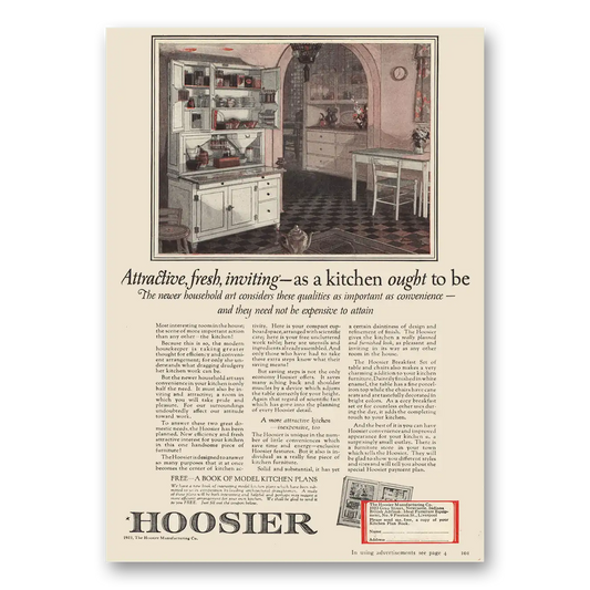 1923 Hoosier Kitchens Attractive Fresh Inviting As a Kitchen Ought To Be Vintage Magazine Print Ad