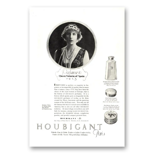 1923 Houbigant Perfumes Queen Victoria of Spain Vintage Magazine Print Ad