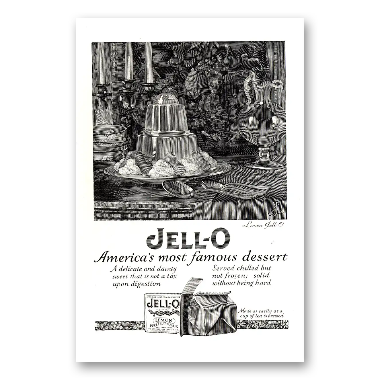 1923 Jell-O Americas Most Famous Dessert Vintage Magazine Print Ad