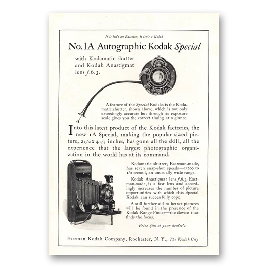 1923 Kodak Autographic Camera No1 A Autographic Kodak Special Vintage Magazine Print Ad