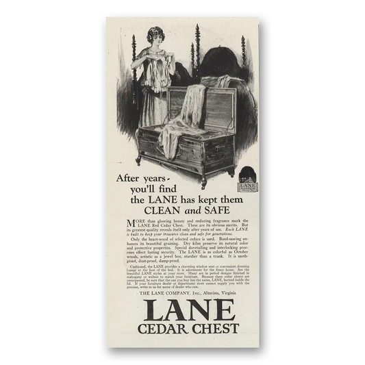 1923 Lane Cedar Hope Chest Kept Them Clean and Safe Vintage Magazine Print Ad