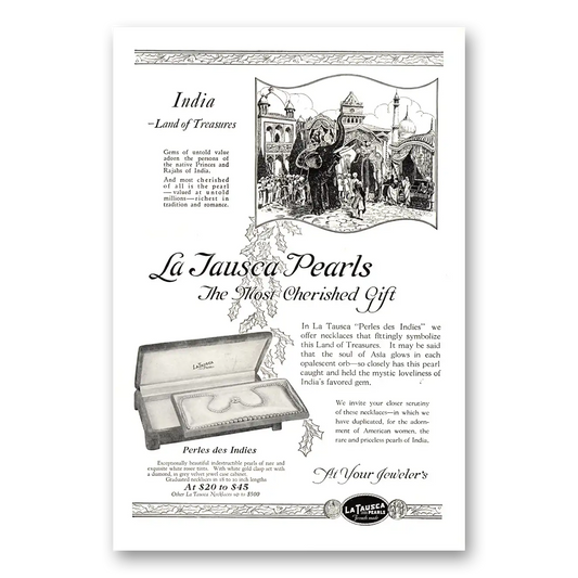 1923 La Tausca Pearls Land of Treasures Vintage Magazine Print Ad