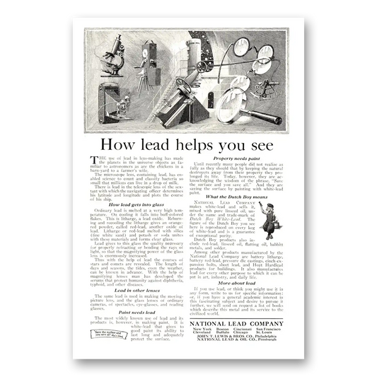 1923 National Lead Company How Lead Helps You See Vintage Magazine Print Ad