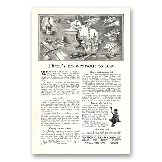 1923 National Lead Company No Wear Out to Lead Vintage Magazine Print Ad