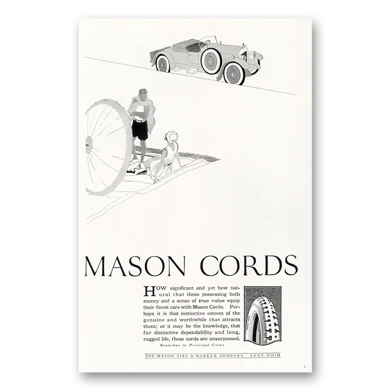 1923 Mason Cord Tires Significant and Yet How Natural Vintage Magazine Print Ad