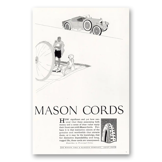 1923 Mason Cord Tires Significant and Yet How Natural Vintage Magazine Print Ad