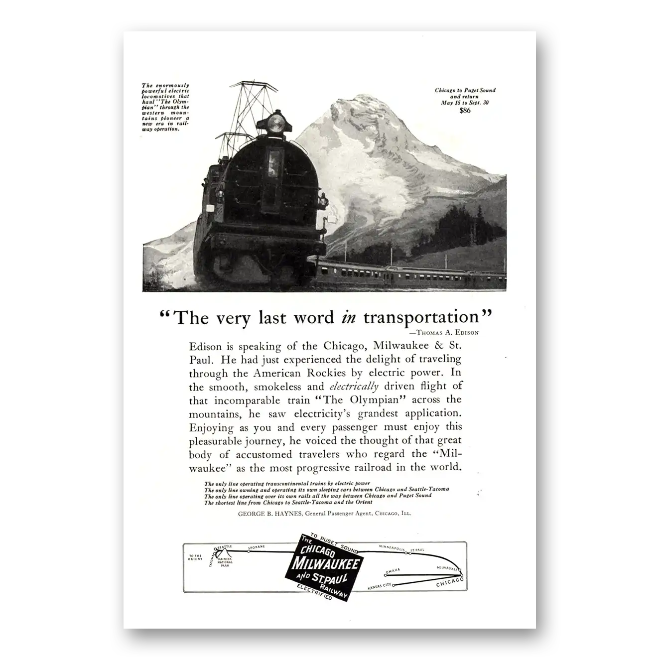 1923 Milwaukee Road Very Last Word Transportation Vintage Magazine Print Ad