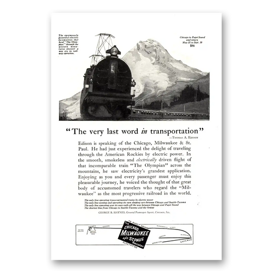 1923 Milwaukee Road Very Last Word Transportation Vintage Magazine Print Ad