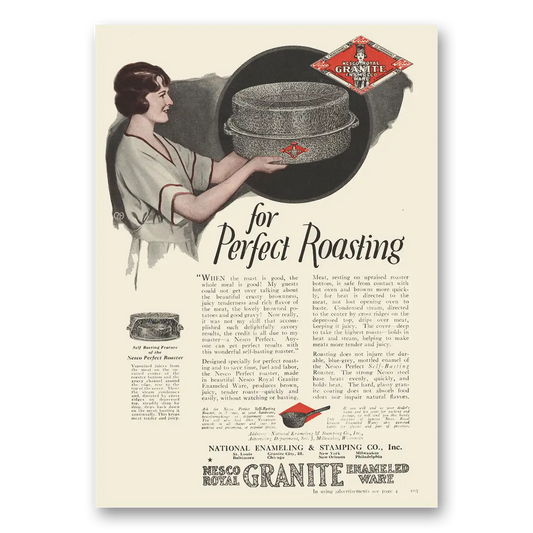 1923 Nesco Roaster Royal Granie Enameled Ware Perfect Roasting Vintage Magazine Print Ad