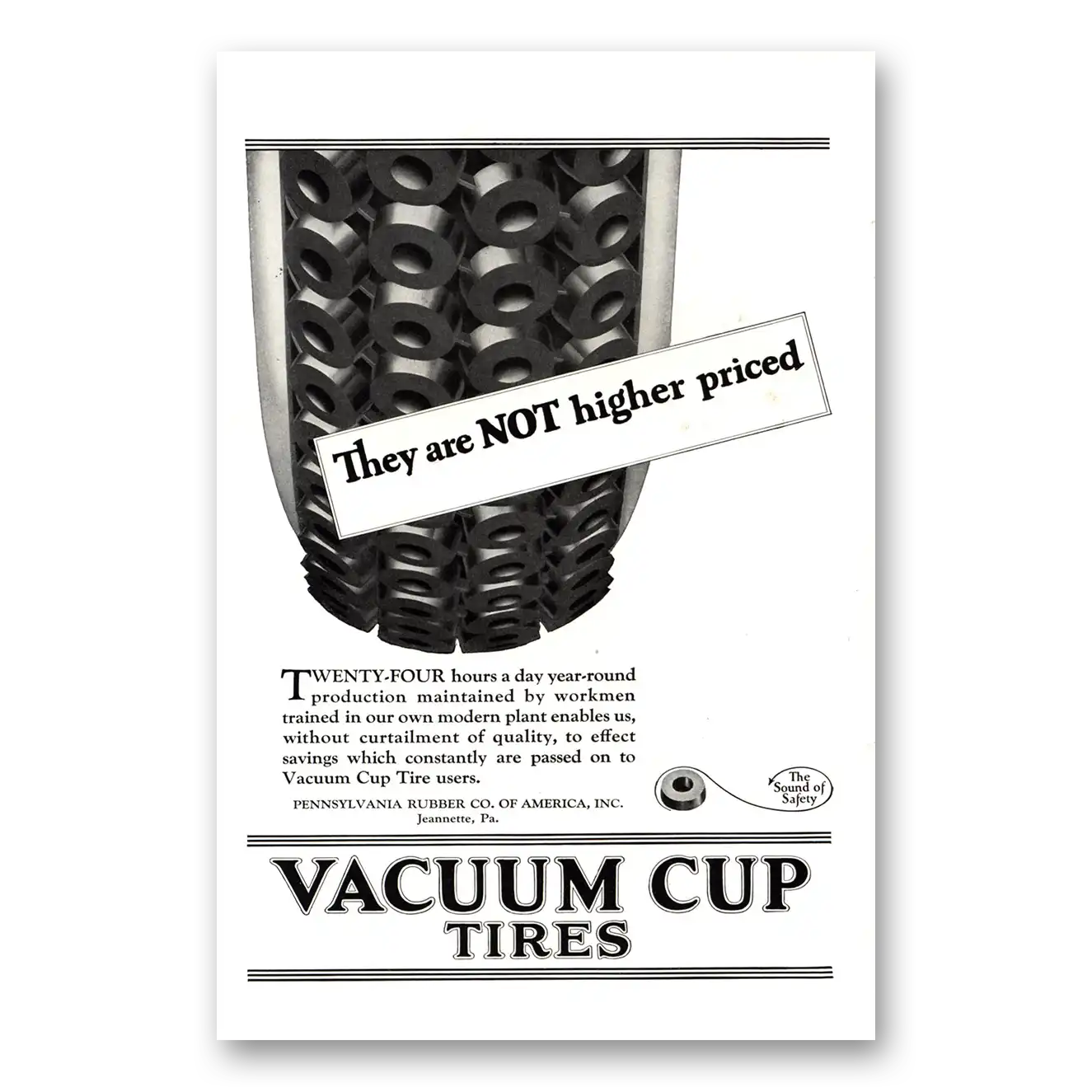 1923 Pennsylvania Rubber Vacuum Cup Tires Vintage Magazine Print Ad