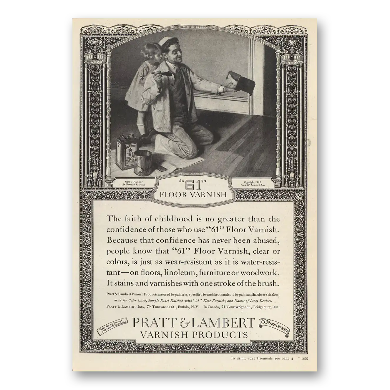 1923 Pratt & Lambert Varnish Products Faith of Childhood Vintage Magazine Print Ad