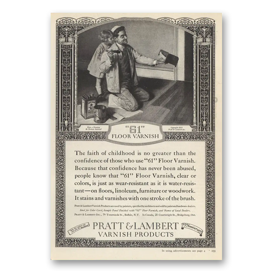 1923 Pratt & Lambert Varnish Products Faith of Childhood Vintage Magazine Print Ad