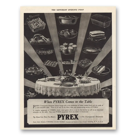 1923 Pyrex When Pyrex Comes to Table Vintage Magazine Print Ad