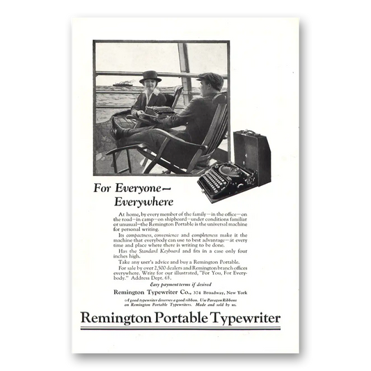 1923 Remington Typewriter Everyone Everywhere Ship Vintage Magazine Print Ad