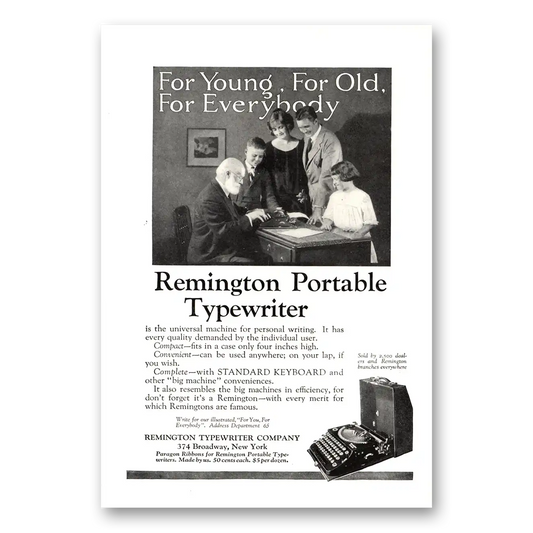 1923 Remington Typewriter For Young Old Everybody Vintage Magazine Print Ad