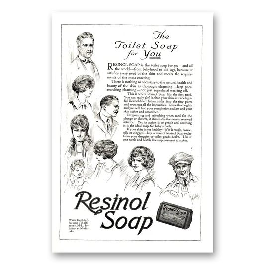 1923 Resinol Soap Toilet Soap for You Vintage Magazine Print Ad