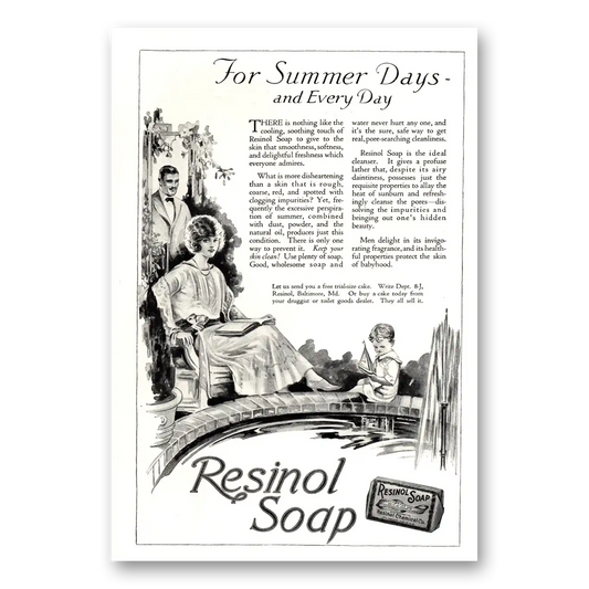 1923 Resinol Soap Summer Days and Every Day Vintage Magazine Print Ad