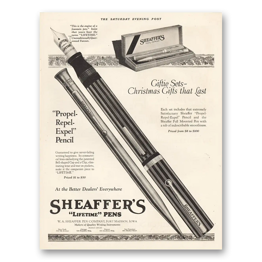 1923 Sheaffer Pen Propel Repel Expel Pencil Vintage Magazine Print Ad