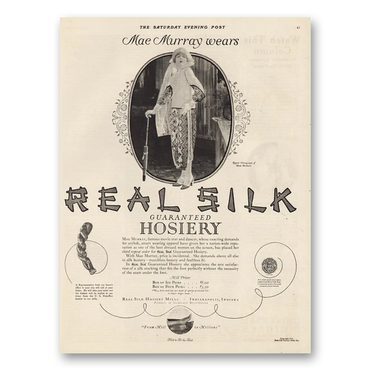 1923 Real Silk Hosiery Mae Murray Vintage Magazine Print Ad