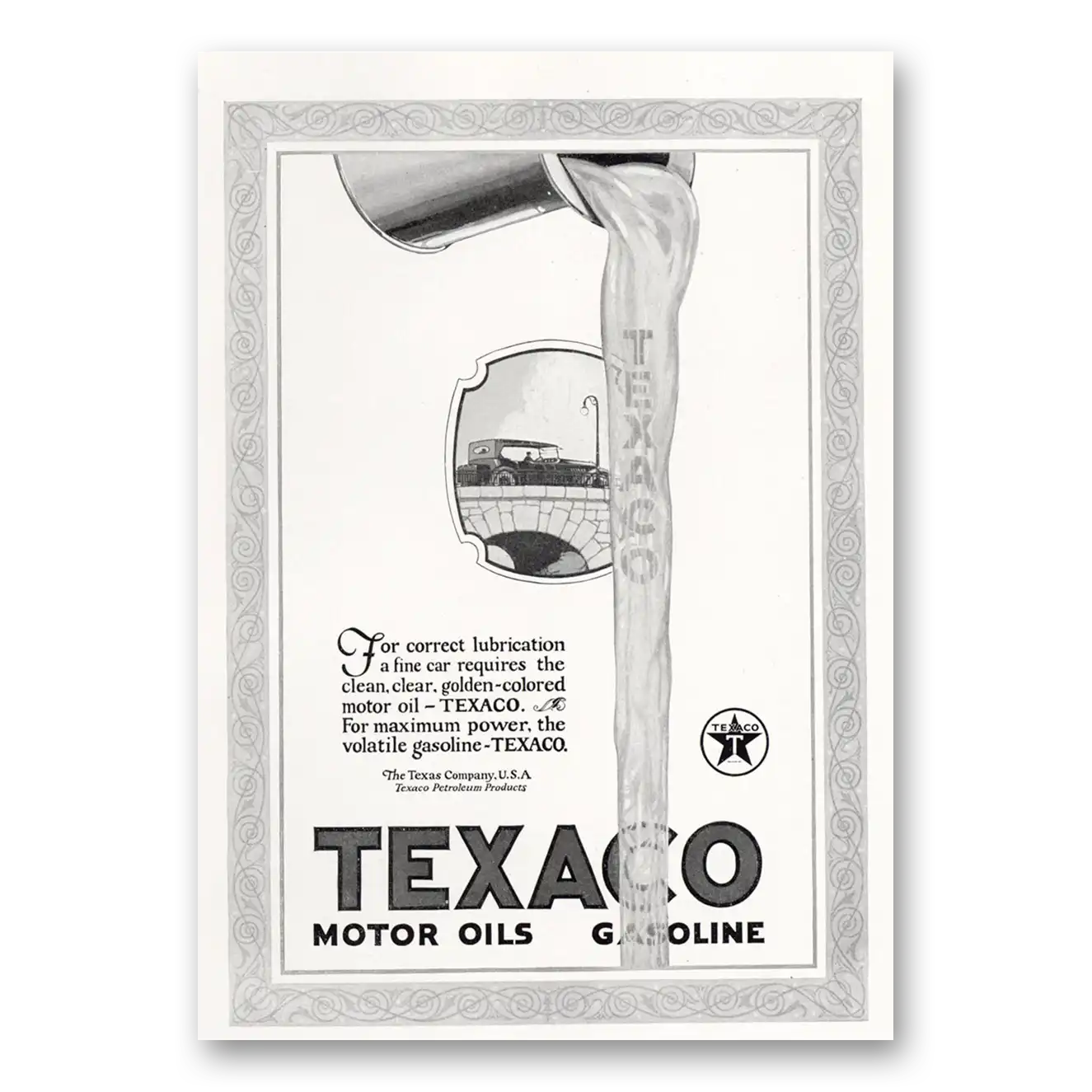 1923 Texaco Motor Oils Gasoline Correct Lubrication Vintage Magazine Print Ad