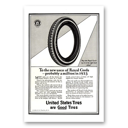 1923 US Royal Tires Probably Million In 1923 Vintage Magazine Print Ad