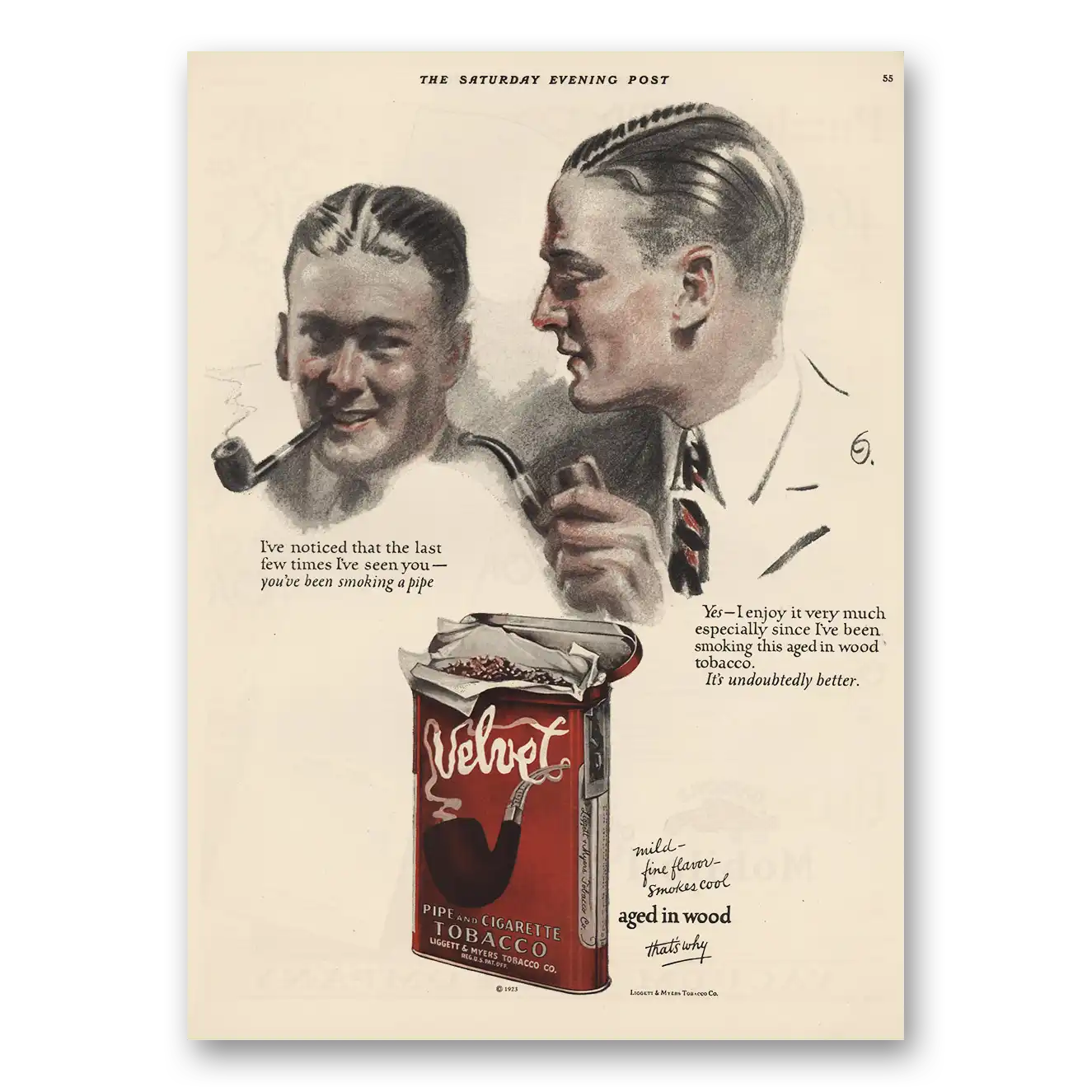 1923 Velvet Pipe and Cigarette Tobacco You’ve Been Smoking Pipe Vintage Magazine Print Ad