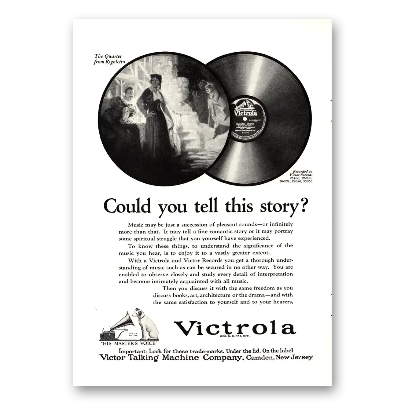 1923 Victrola Could You Tell This Story Vintage Magazine Print Ad