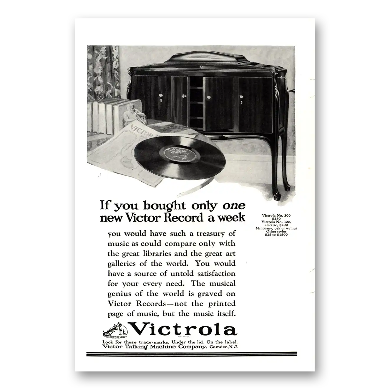 1923 Victor Records Bought Only One New Victor Record a Week Vintage Magazine Print Ad