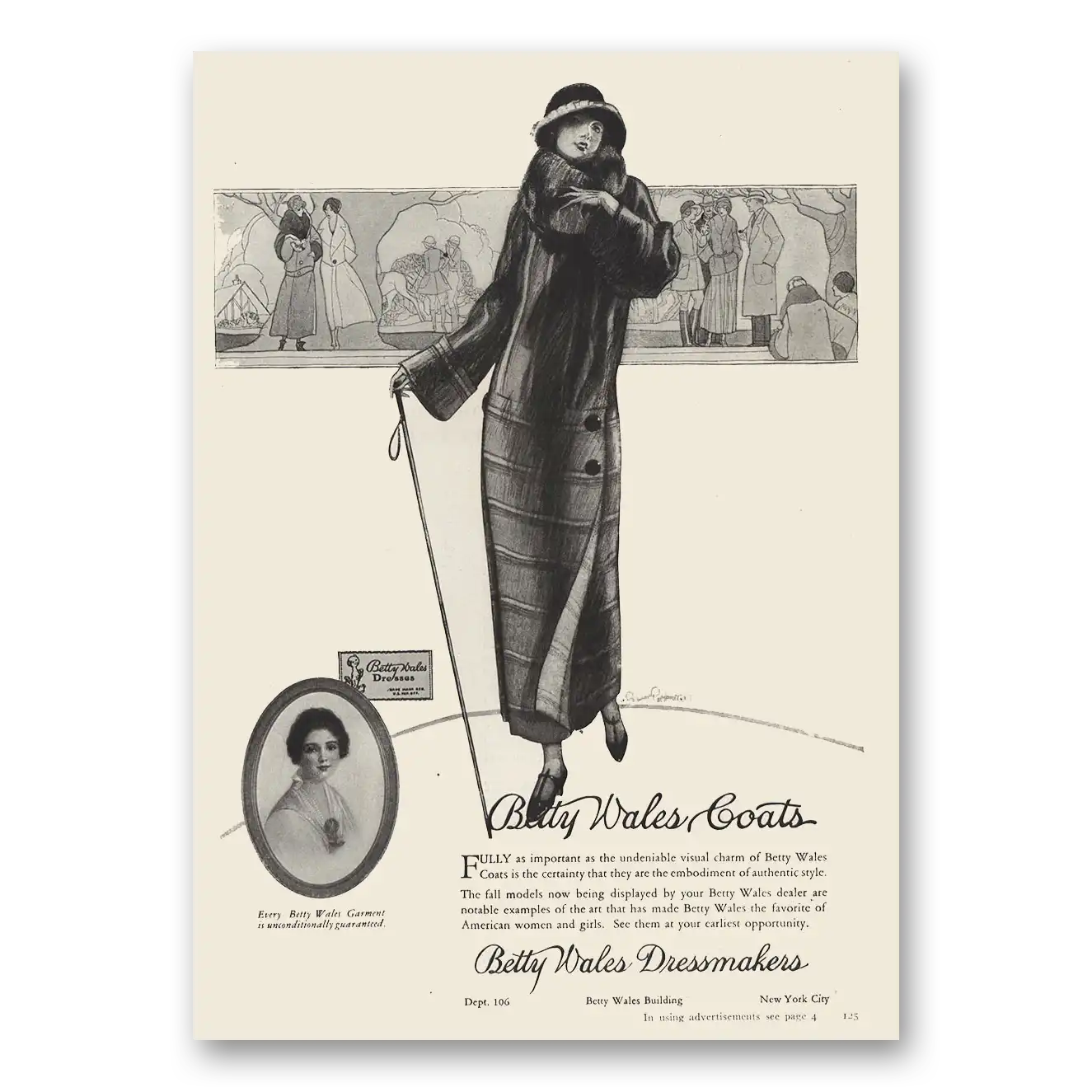 1923 Betty Wales Dressmakers Coats Undeniable Visual Charm Vintage Magazine Print Ad