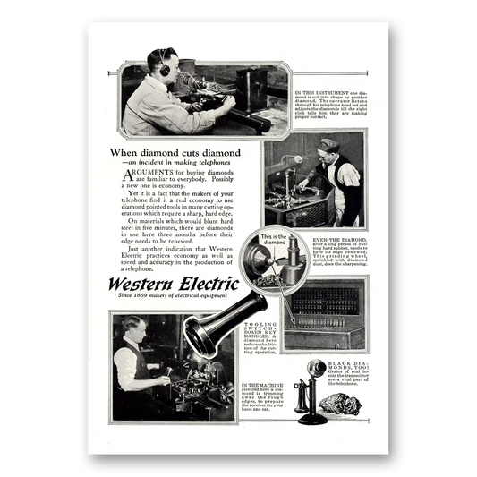 1923 Western Electric When Diamond Cuts Diamond Vintage Magazine Print Ad