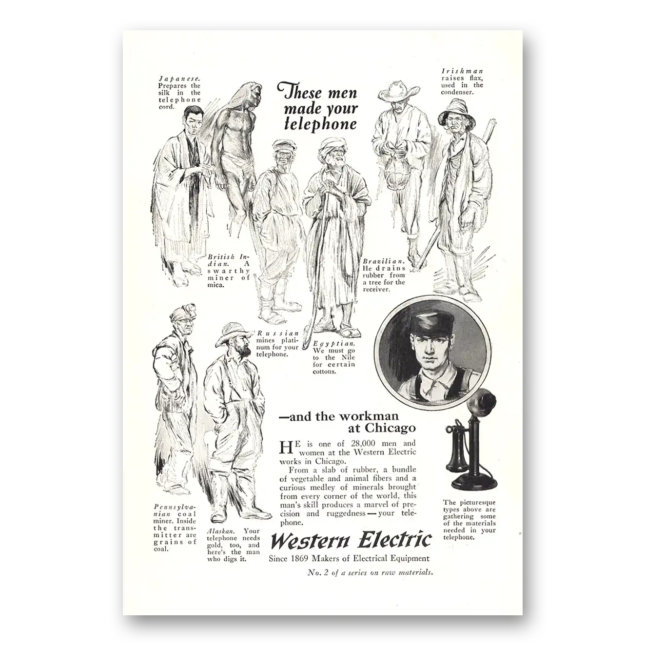 1923 Western Electric These Men Made Your Telephone Vintage Magazine Print Ad