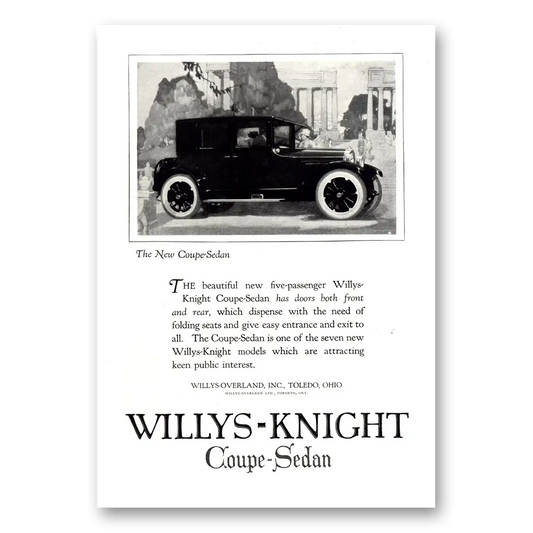 1923 Willys Knight Coupe Sedan Beautiful New Five Passenger Vintage Magazine Print Ad