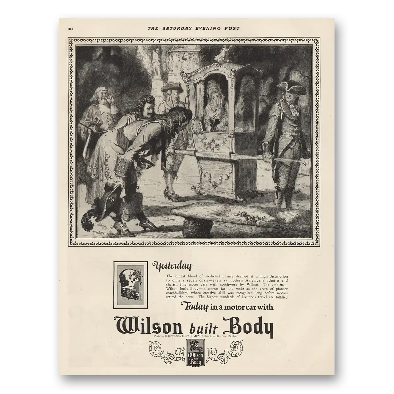 1923 Wilson Body Company Yesterday Today Vintage Magazine Print Ad