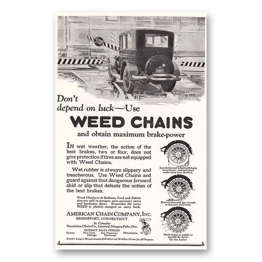 1924 American Chain Company Don't Depend on Luck Vintage Magazine Print Ad