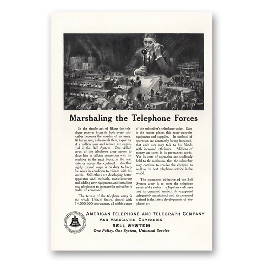 1924 American Telephone Marshaling the Telephone Forces Vintage Magazine Print Ad