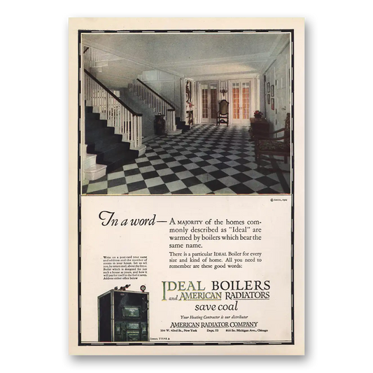 1924 American Radiator Word Majority of Homes Vintage Magazine Print Ad