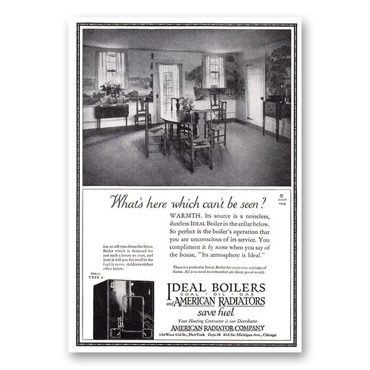 1924 Ideal Gas Boilers Whats Here Which Cant Be Seen Vintage Magazine Print Ad