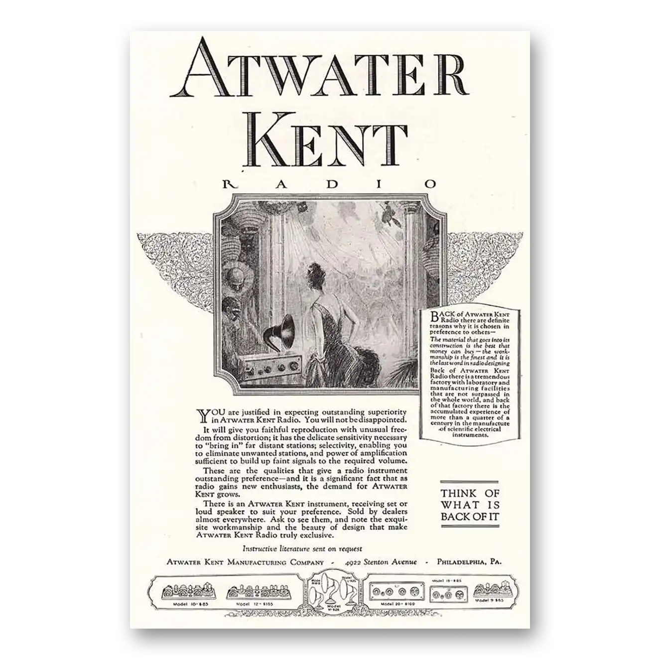 1924 Atwater Kent Radio Justified in Expecting Vintage Magazine Print Ad