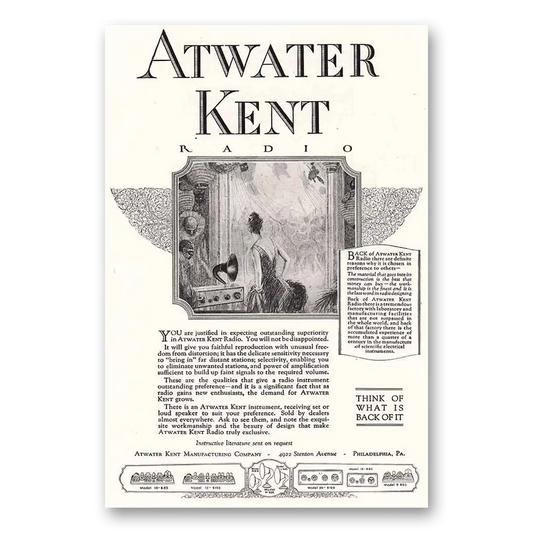 1924 Atwater Kent Radio Justified in Expecting Vintage Magazine Print Ad