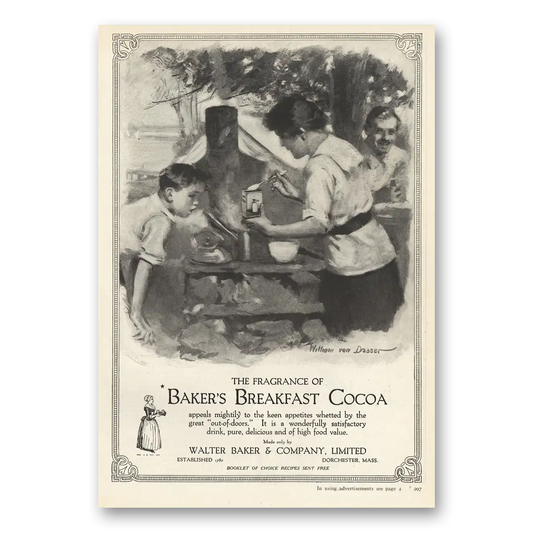 1923 Bakers Chocolate Breakfast Cocoa Fragrance Appeals Mightily Vintage Magazine Print Ad