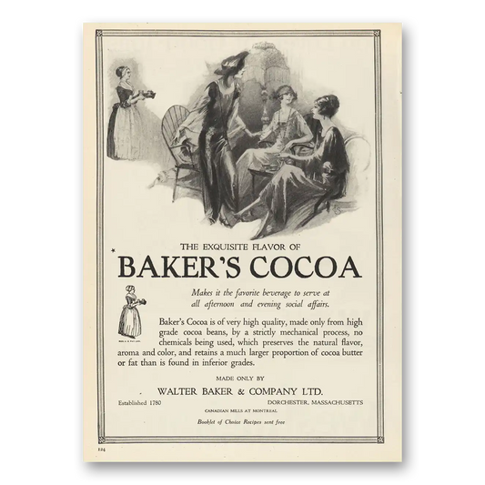 1923 Bakers Chocolate Cocoa Exquisite Flavor Vintage Magazine Print Ad