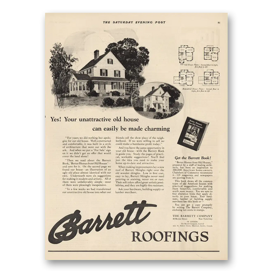 1924 Barrett Roofing Unattractive Old House Easily Be Made Charming Vintage Magazine Print Ad