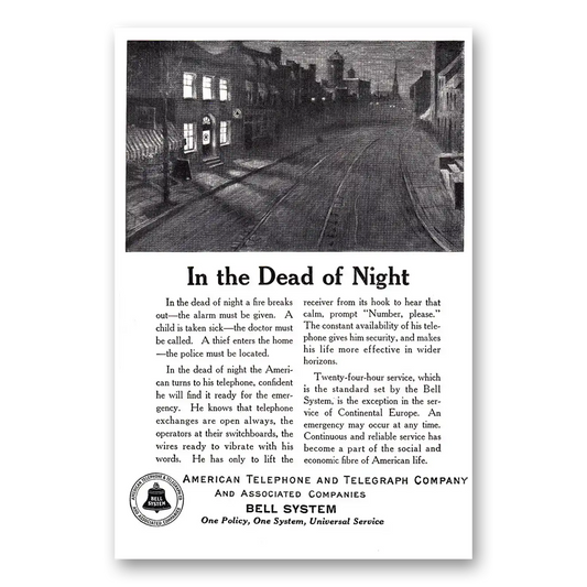 1924 American Telephone Dead of Night Vintage Magazine Print Ad