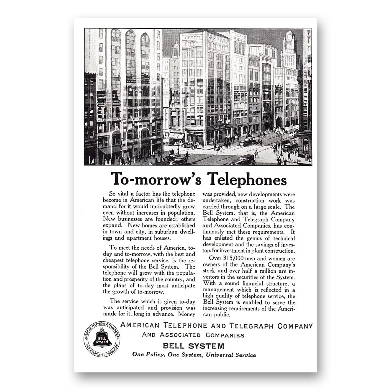 1924 American Telephone To morrows Telephones Vintage Magazine Print Ad