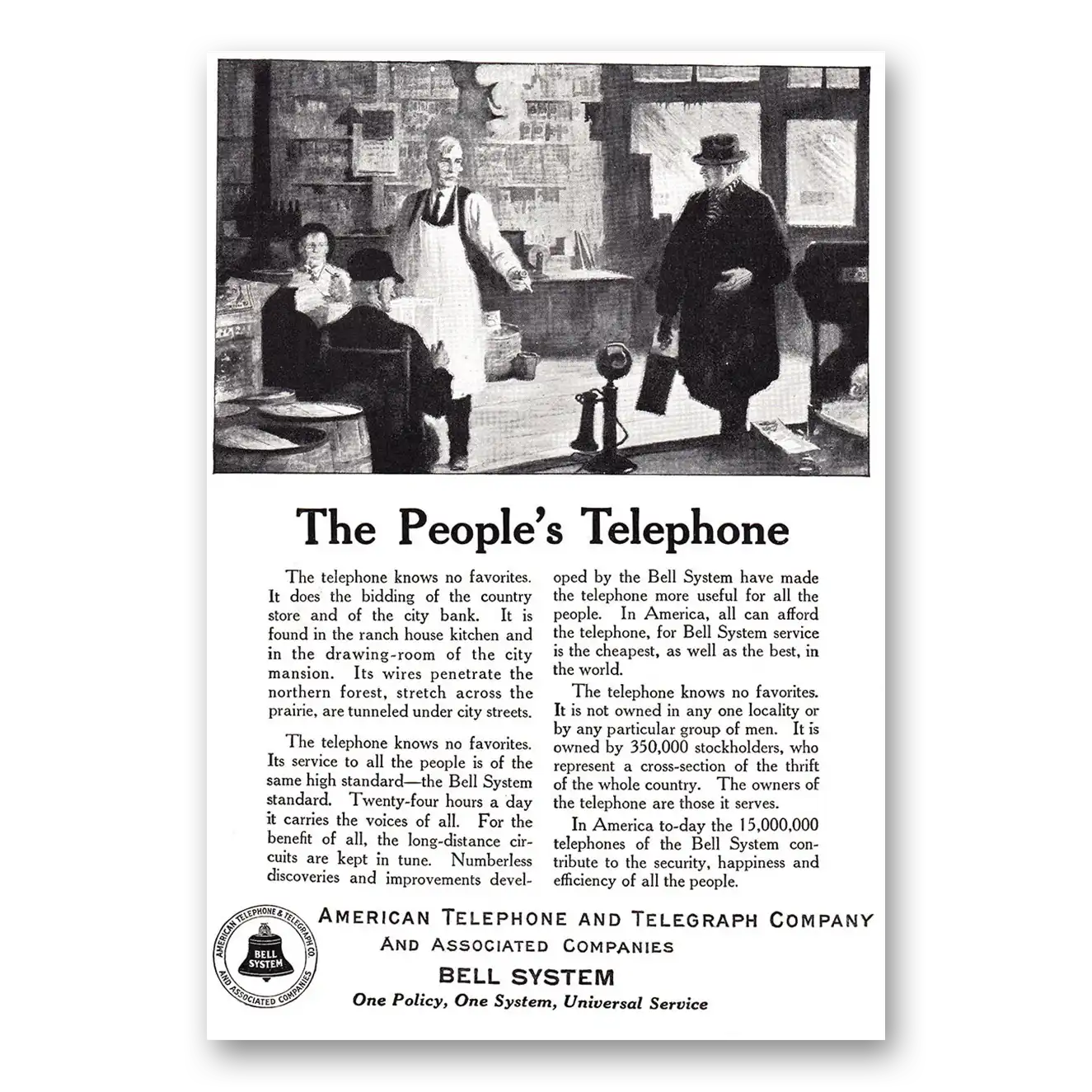 1924 American Telephone Peoples Telephone Vintage Magazine Print Ad