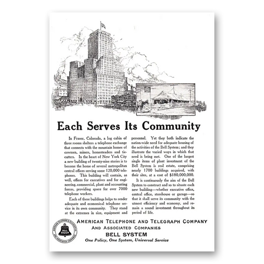 1924 American Telephone Each Serves Its Community Vintage Magazine Print Ad