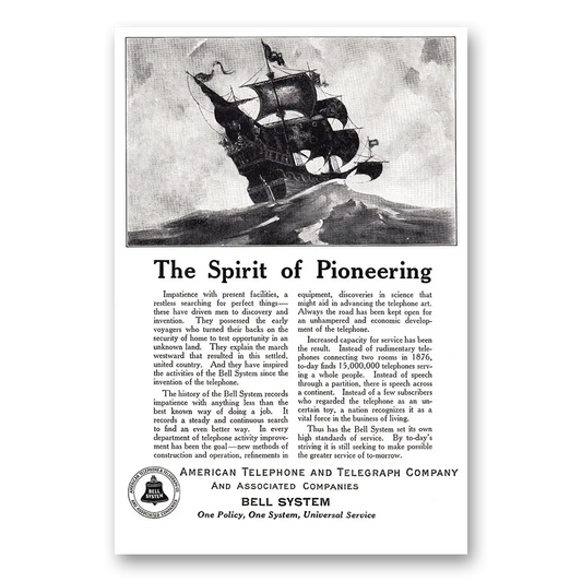 1924 American Telephone Spirit of Pioneering Vintage Magazine Print Ad