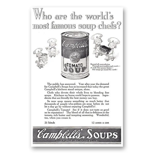 1924 Campbells Tomato Soup Worlds Most Famous Soup Chefs Vintage Magazine Print Ad